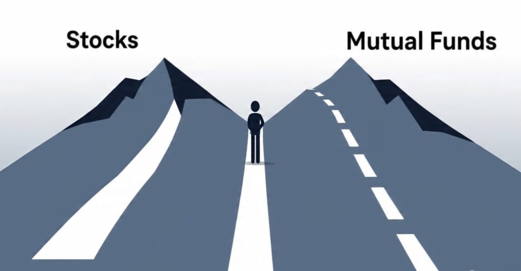 Mutual Funds vs Stocks 2025 – बिगिनर्स के लिए Best गाइड: जानिए आपके लिए क्या है Smart और Safe निवेश 2 म्यूचुअल फंड्स और स्टॉक्स में से क्या बेहतर है - एक तुलना Mutual Funds vs Stocks - A Comparison