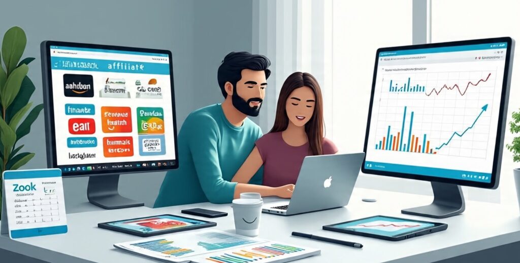 2025 में सफल Online Business Ideas दिखाती हुई ग्राफिक्स, जिनमें लैपटॉप, मोबाइल, डॉलर्स और डिजिटल मार्केटिंग के आइकन दर्शाए गए हैं