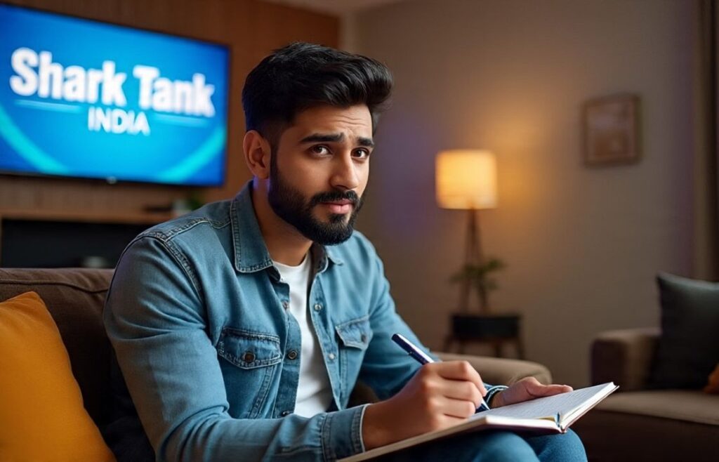 Shark Tank India शार्क टैंक इंडिया का लोगो, जो भारत के नए उद्यमियों के लिए बिज़नेस लेसन को दर्शाता