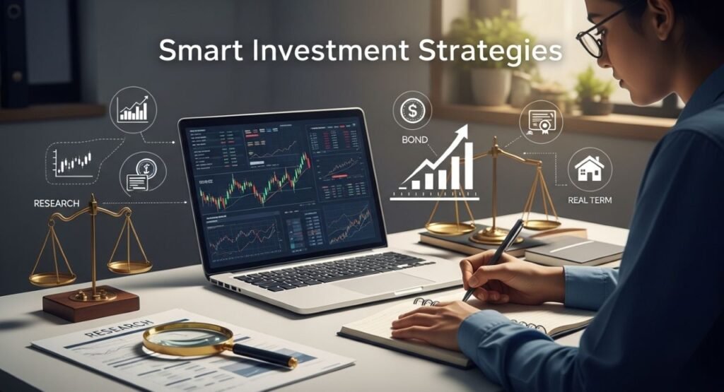 September 2025 IPOs: निवेश की स्मार्ट रणनीतियाँ क युवा निवेशक लैपटॉप पर वित्तीय डेटा का विश्लेषण करता हुआ, रिसर्च, जोखिम प्रबंधन और दीर्घकालिक सोच का प्रतीक।